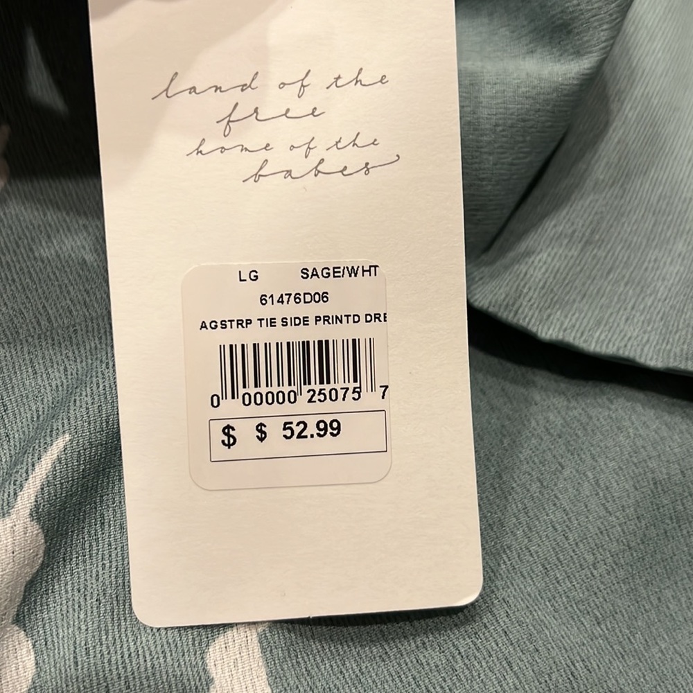 AMERICAN THREADS Sage/White Side Tie Printed Dress - Picture 3 of 3